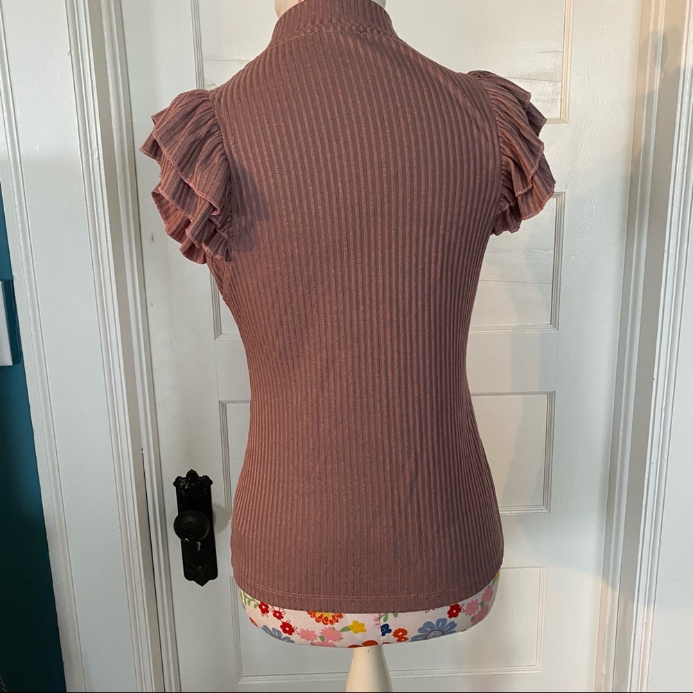 Ribbed Flutter Sleeve Blouse - image 3